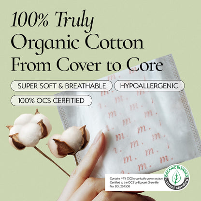 INERTIA The Prism Red – Truly Organic, Ultra Thin & Leak-Proof Korean Cotton Pads with Wings | Regular Absorbency | Hypoallergenic, Super Absorbent, Chlorine-Free & Fragrance-Free (10 Count)