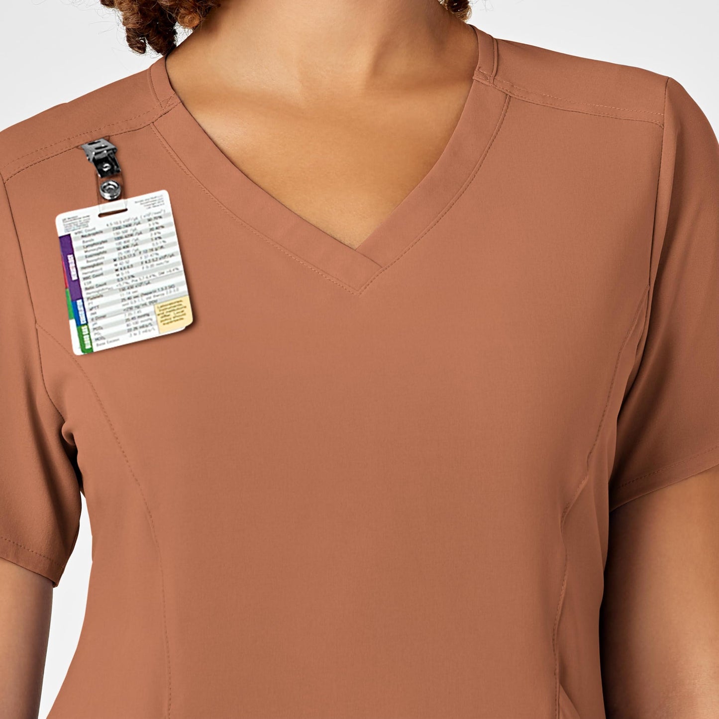 WonderWink Renew Women's V-Neck Scrub Top, Clay, 1X