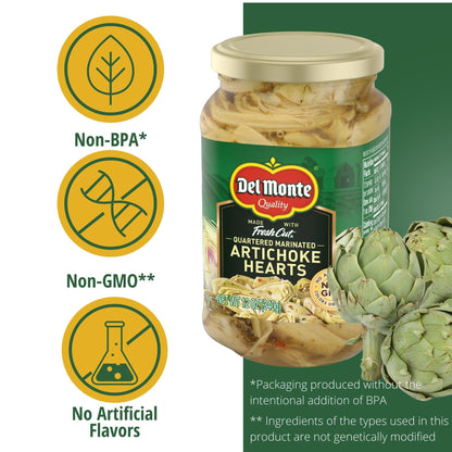 Del Monte® Quartered Marinated Artichoke Hearts 12 oz. Glass Jar, 12 Pack