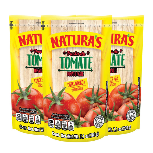 NATURA'S Natural Tomato Paste, Heat-and-Eat Tomato Paste in 7.1oz. Easy-Open Pouch (Pack of 3)