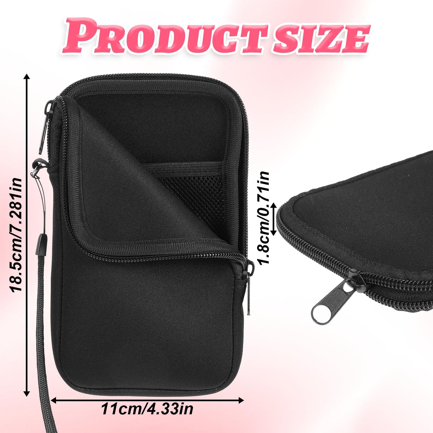 Thinp Tampon Holder for Purse, Small Period Travel Pouch Tampon Storage Bag with Zipper Portable Period Bag for Women, Ladies Small Tampons Organizer Pouch for Feminine Products (Black)