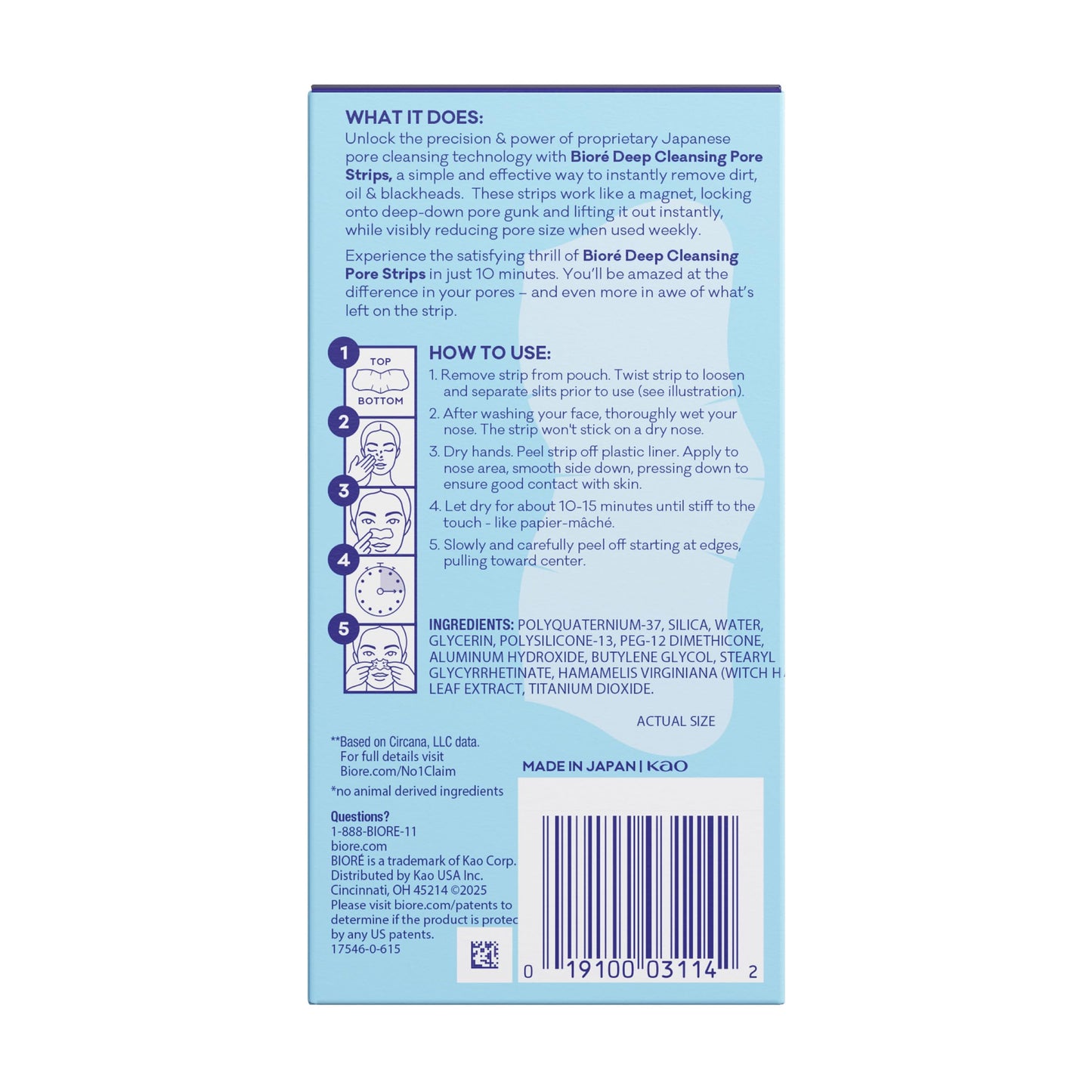 Bioré Original Blackhead Remover Strips, Deep Cleansing Nose Strips With Instant Pore Unclogging, Features C-Bond Technology, Oil-Free, Non-Comedogenic Use, 14 Count