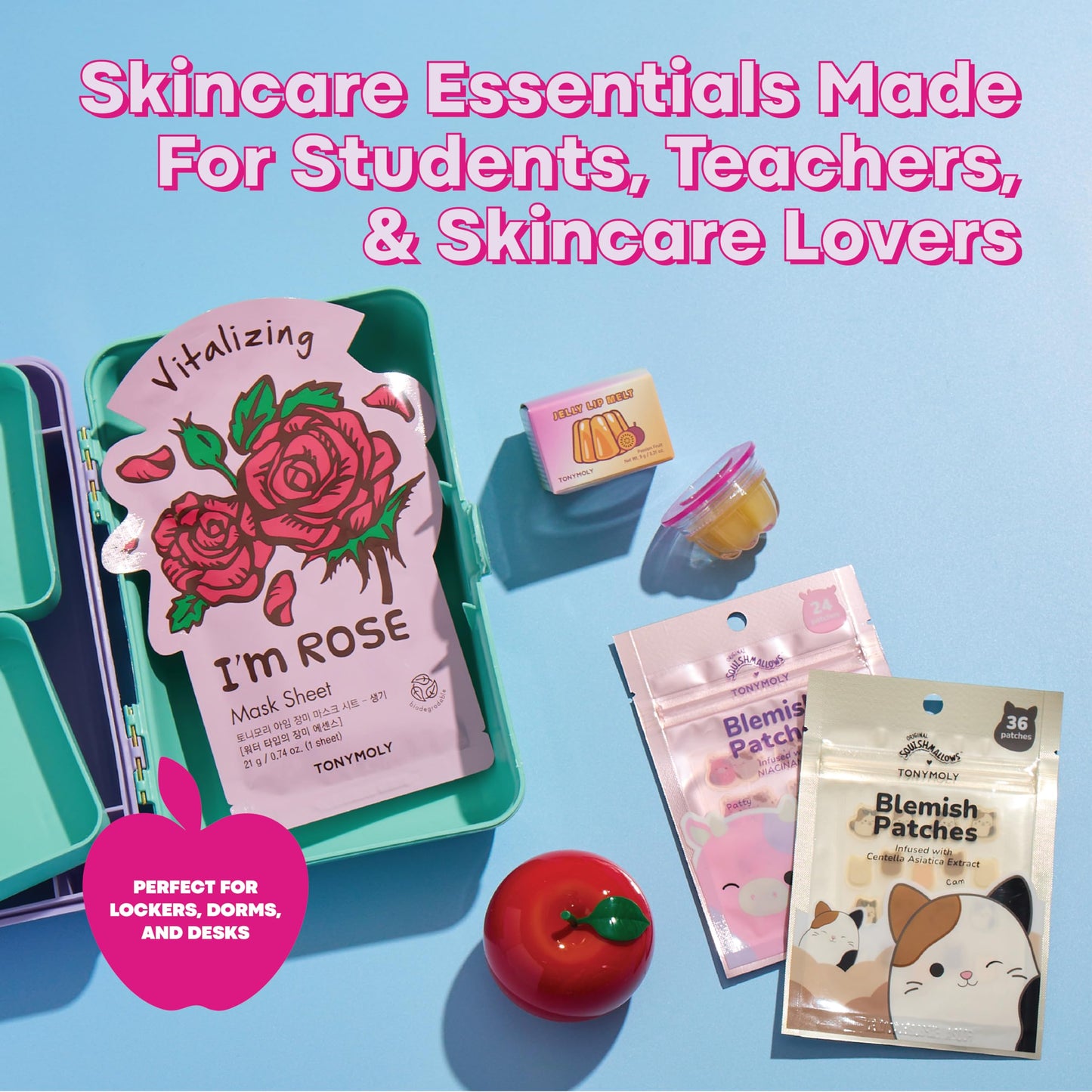 TONYMOLY Fall Refresh K-Beauty Skincare Set – Hydrating Sheet Mask, Jelly Lip, Hand Cream & Blemish Patches + Mini Tote for Everyday Self Care, Hydrated & Glowing Skin