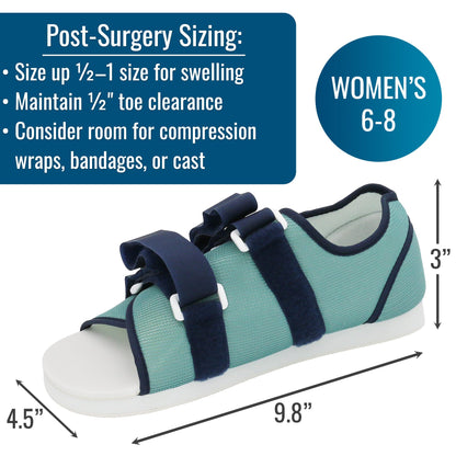 DMI Women's Size 6-8 Post Op Surgical Walking Shoe for Broken Foot or Toes, Pain, Lightweight Adjustable Straps, Left or Right -Universal Fit