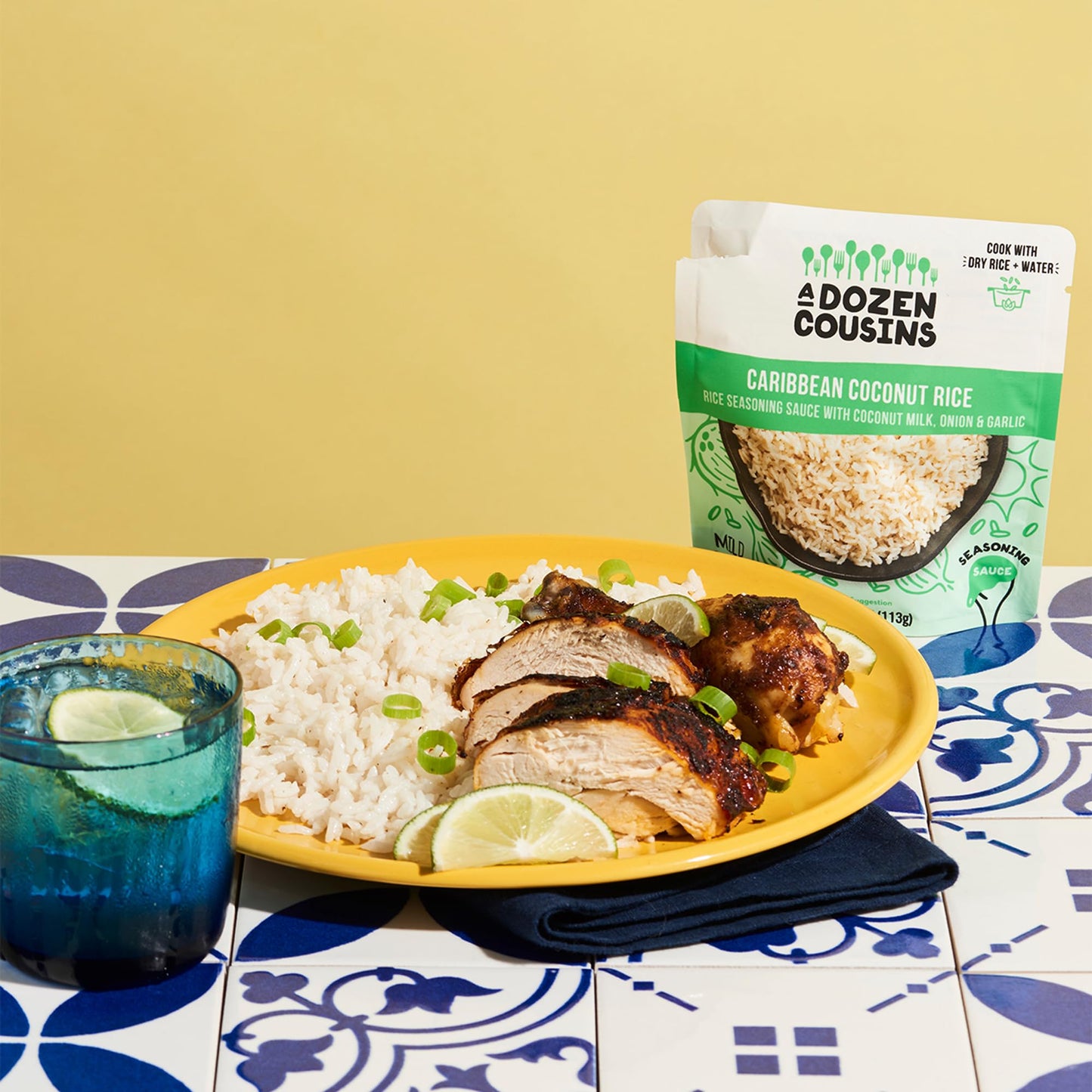 A Dozen Cousins Caribbean Coconut Rice Seasoning Sauce (10 Pack), Pour & Mix Coconut Rice Starter, Coconut Paste, Dried Coconut, Garlic, Spices, Gluten Free, Vegan, Clean Ingredients, Easy Meal, 4oz Each