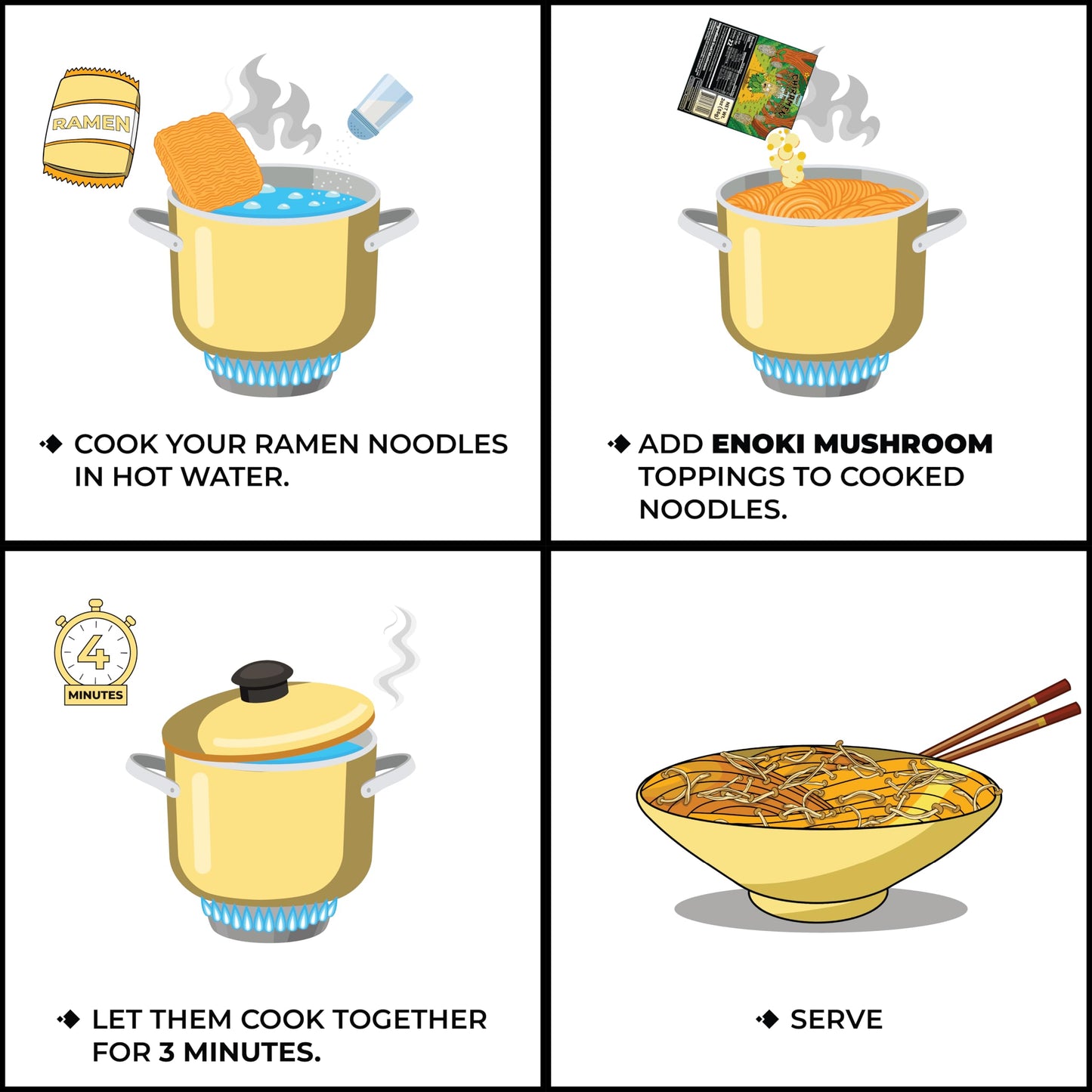 CHIRAMEN Dried Enoki Mushroom Ramen Toppings – Premium Freeze Dried Enoki Mushrooms for Ramen, Cup Noodles, Soups, Hot Pot & Asian Noodle Dishes