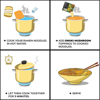 CHIRAMEN Dried Enoki Mushroom Ramen Toppings – Premium Freeze Dried Enoki Mushrooms for Ramen, Cup Noodles, Soups, Hot Pot & Asian Noodle Dishes