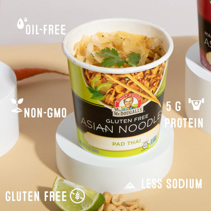 Dr. McDougall's Pad Thai Noodles - Asian Noodles - Gluten Free and Vegan - Instant Ramen Noodle Cups - Vegetarian Ramen - 2 Ounces - Pack of 6