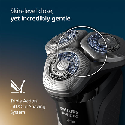Philips Norelco Shaver i9000, Wet & Dry Electric Shaver, Ink Black, SenseIQ Technology, Triple Lift & Cut System, 360 Rotating Dual SteelPrecision Precision Blades, Nose Trimmer, Model X9000/90