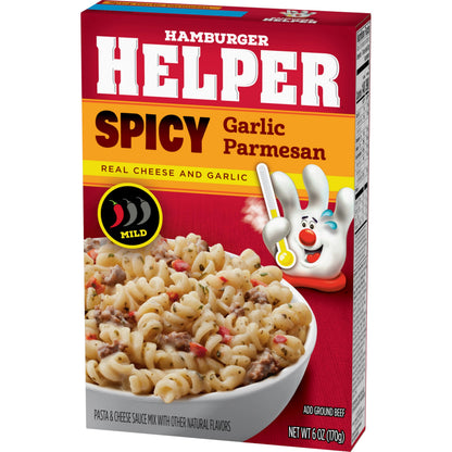 Hamburger Helper Spicy Parmesan Garlic Pasta Meal (6 oz) No Artificial Flavors, Ready in 3 Easy Steps, Quick Meals for Midweek Dinners, Busy Evenings & Families On-the-Go