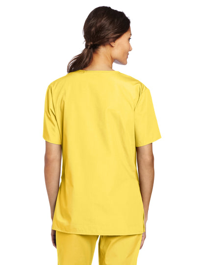 WonderWink womens Origins Bravo V-Neck Top, Yellow, X-Small