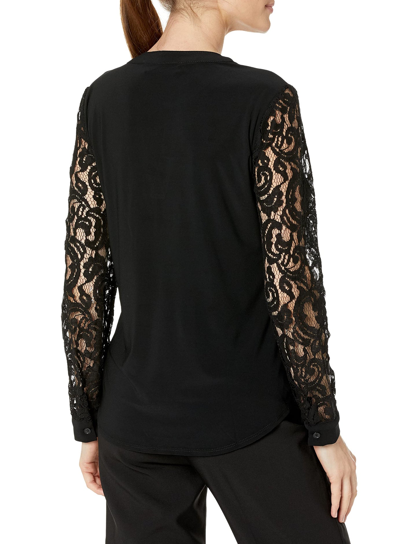 Kasper Women's Split Neck Top W/Combo SLV