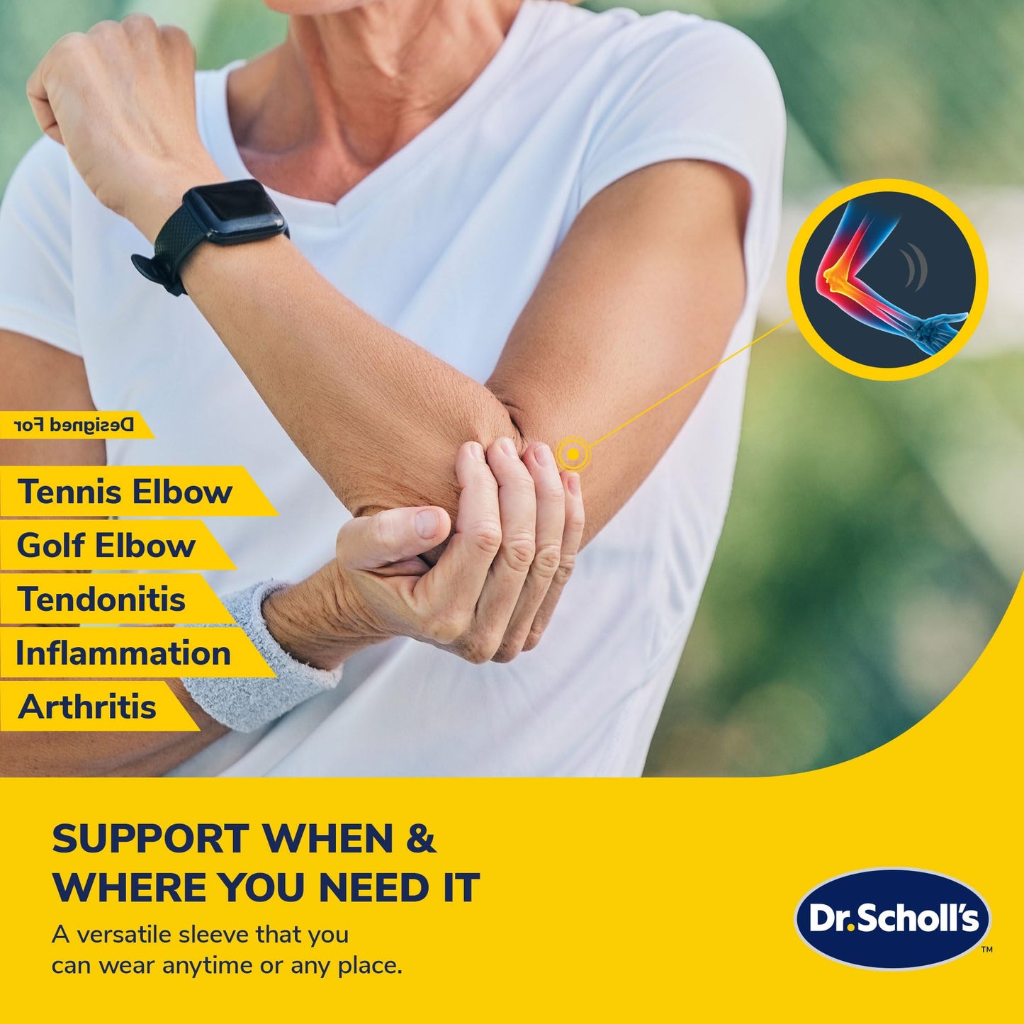 Dr. Scholl’s Compression Arm Sleeve with Breathable & Copper-Infused Fabrics for Pain Relief & Support (Size L/XL)