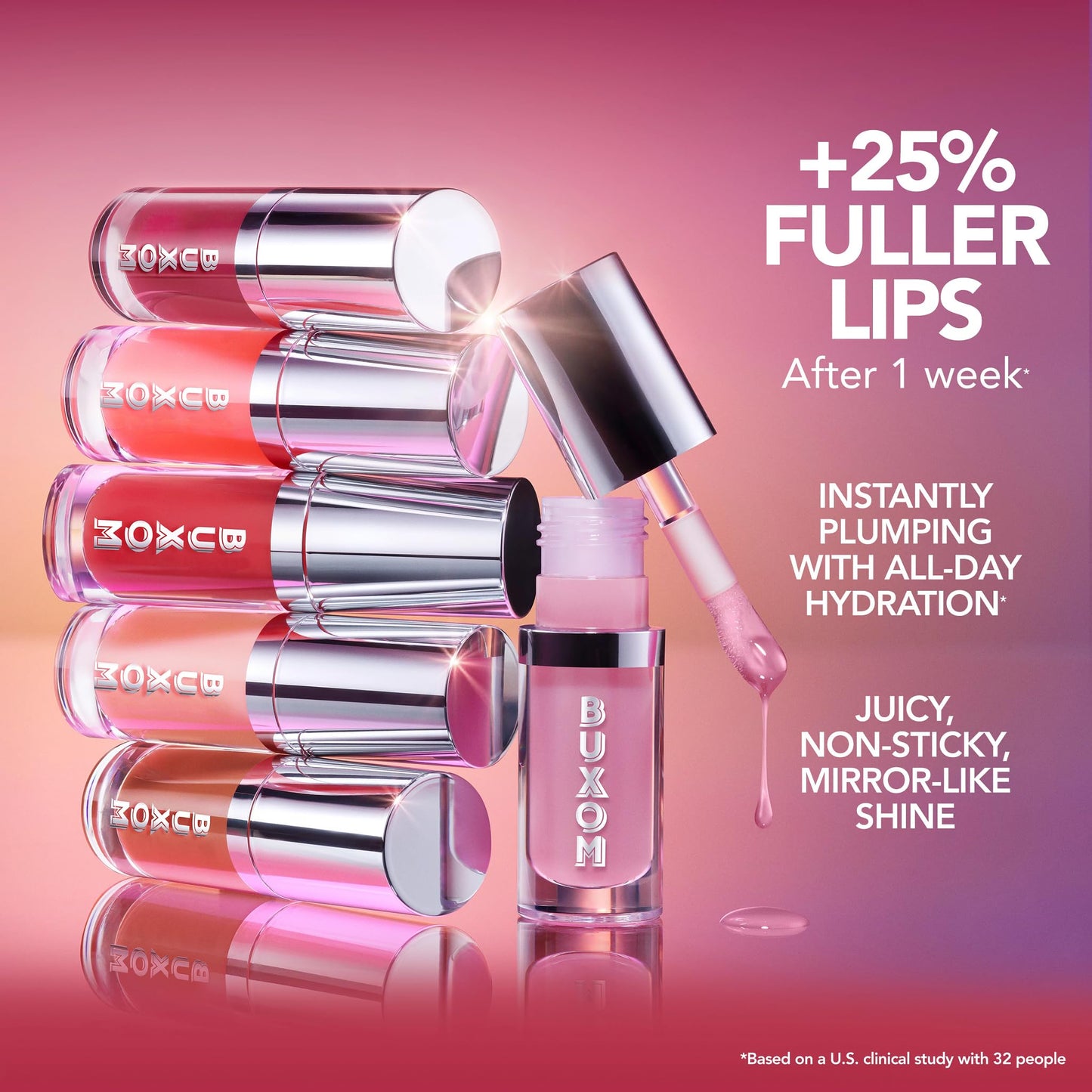 BUXOM Full-On Plumping Glossy Lip Oil, Nourishing & Hydrating Tinted Lip Gloss, Juicy High-Shine Finish, Non-Sticky Formula, Cruelty-Free