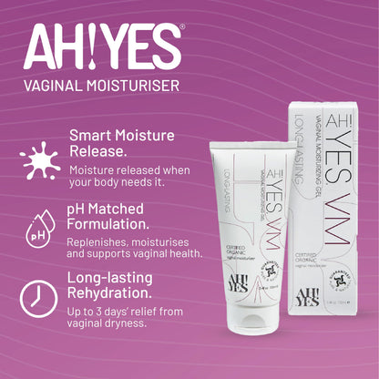 AH! YES® Intimate Health Starter Bundle | Certified Organic | Water-Based & Plant-Oil Lubricants, Vaginal Moisturizer & pH-Balanced Feminine Wash | Long-Lasting Hydration & Gentle Care