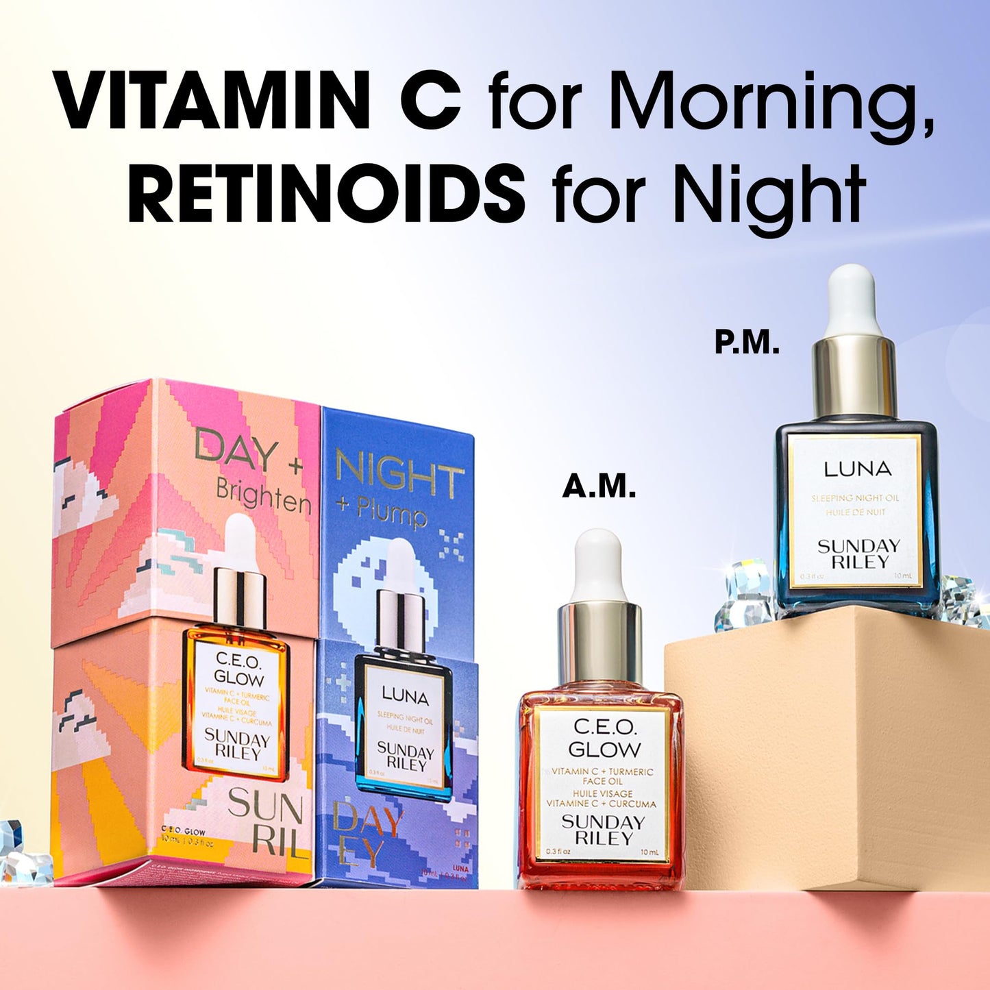 Sunday Riley Day + Night Brighten + Plump Set