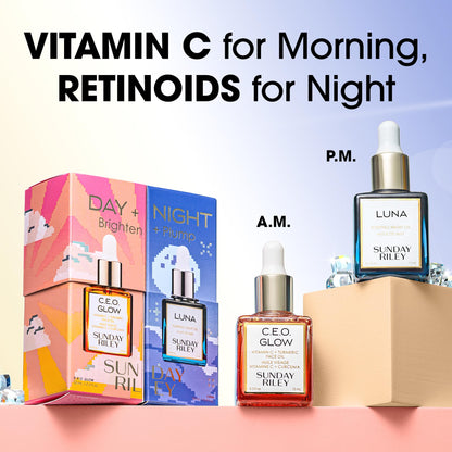 Sunday Riley Day + Night Brighten + Plump Set