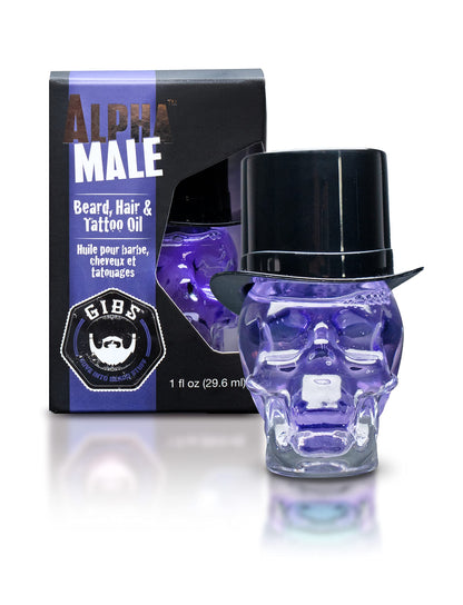 GIBS Grooming - Beard, Hair & Tattoo Oil (1 fl oz) Collectible Glass Bottle - Softens & Strengthens - Skin Moisturizer - Vitamin C - UV Shield - Travel Size - Beard Oil - Made in USA