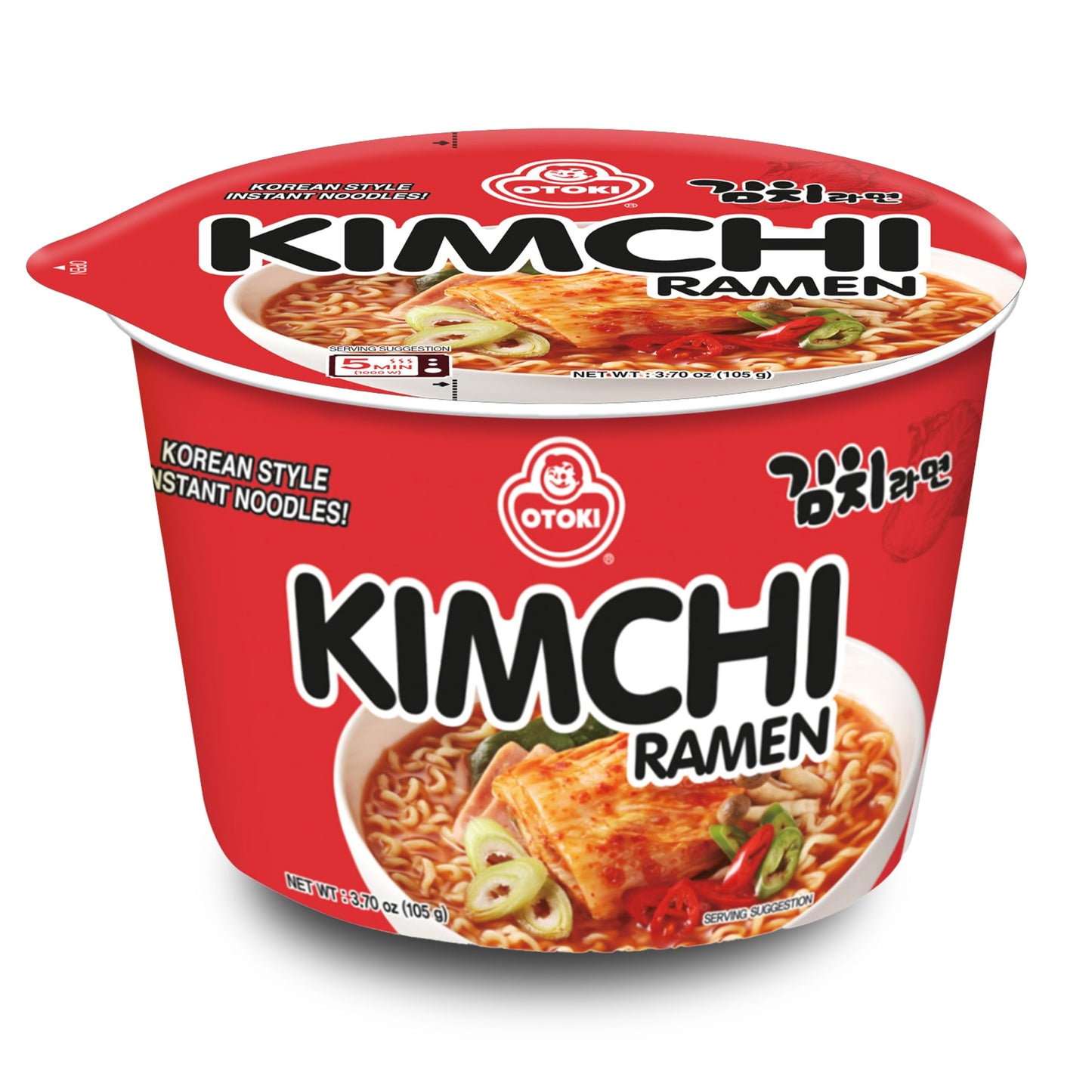 OTOKI Kimchi Ramen Bowl Cups 6 Pack (105g) Korean Instant Noodles Tangy Spicy Kimchi Flavor