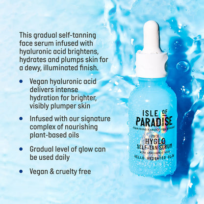 Isle of Paradise Hyglo Self-Tan Serum, Hyaluronic Acid Face Tanning Formula, Hydrating Skincare Ingredients, Enhance Radiance, Vegan Gradual Tan Serum, 1.01 fl. Oz