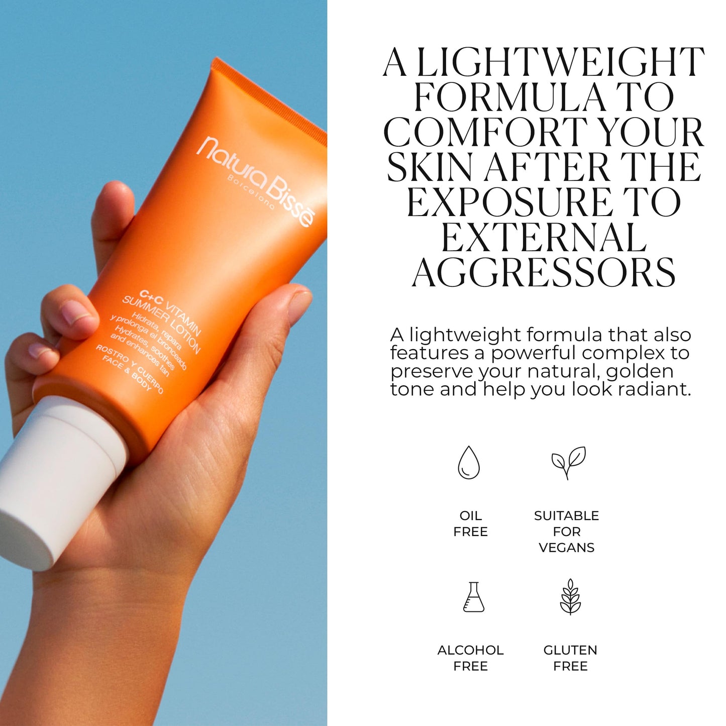 Natura Bissé C+C Vitamin Summer Lotion, Vitamin C Color Enhancing Body Lotion, Hydrates, Soothes & Enhances Sun Tan, For Normal & Dry Skin, 7 Oz