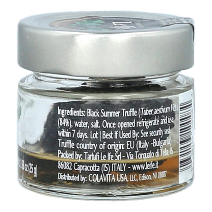TARTUFI LE IFE Whole Black Summer Truffles (0.88oz) – Premium Italian Truffles in Glass Bottle – Perfect for Pasta, Risotto, Eggs, and Gourmet Dishes – All-Natural and Ready to Use