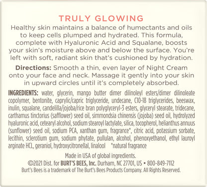 Burt's Bees Truly Glowing Night Cream Unisex 1.8 oz, White (I0115908)