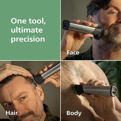 Norelco Philips All-in-One 9000 Series 23-Piece Trimmer - Electric Shaver and Clipper for Face, Beard, Head & Body, Self-Sharpening Full Metal Blades, 29 Length Settings (0.5-16 mm), MG9575/49