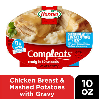 HORMEL COMPLEATS Chicken Breast & Mashed Potatoes With Gravy Microwave Tray, 10 oz (Pack of 6)
