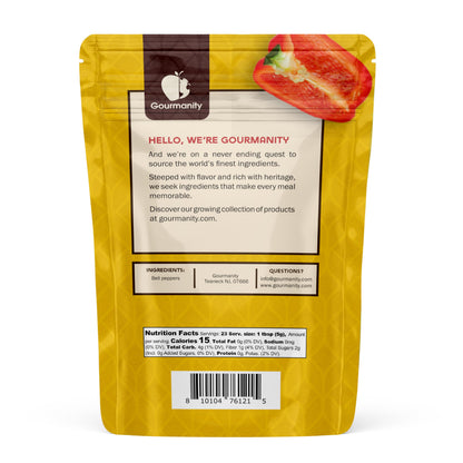Gourmanity Dried Red Bell Peppers, Flavorful Diced Peppers, Fresh and Appetizing, Perfect for Ramen Bae Ramen Toppings Soups Stir-Frys and Stews, All Natural, Resealable 4oz Bag.