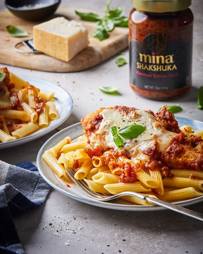 Mina Shakshuka Sauce, Moroccan Tomato Sauce, 16 Oz Sugar Free Sauce, Keto Friendly, Perfect to Use as Pasta Sauce and Simmer Sauce, Delicious with Eggs, Pizza, Sandwiches, and More