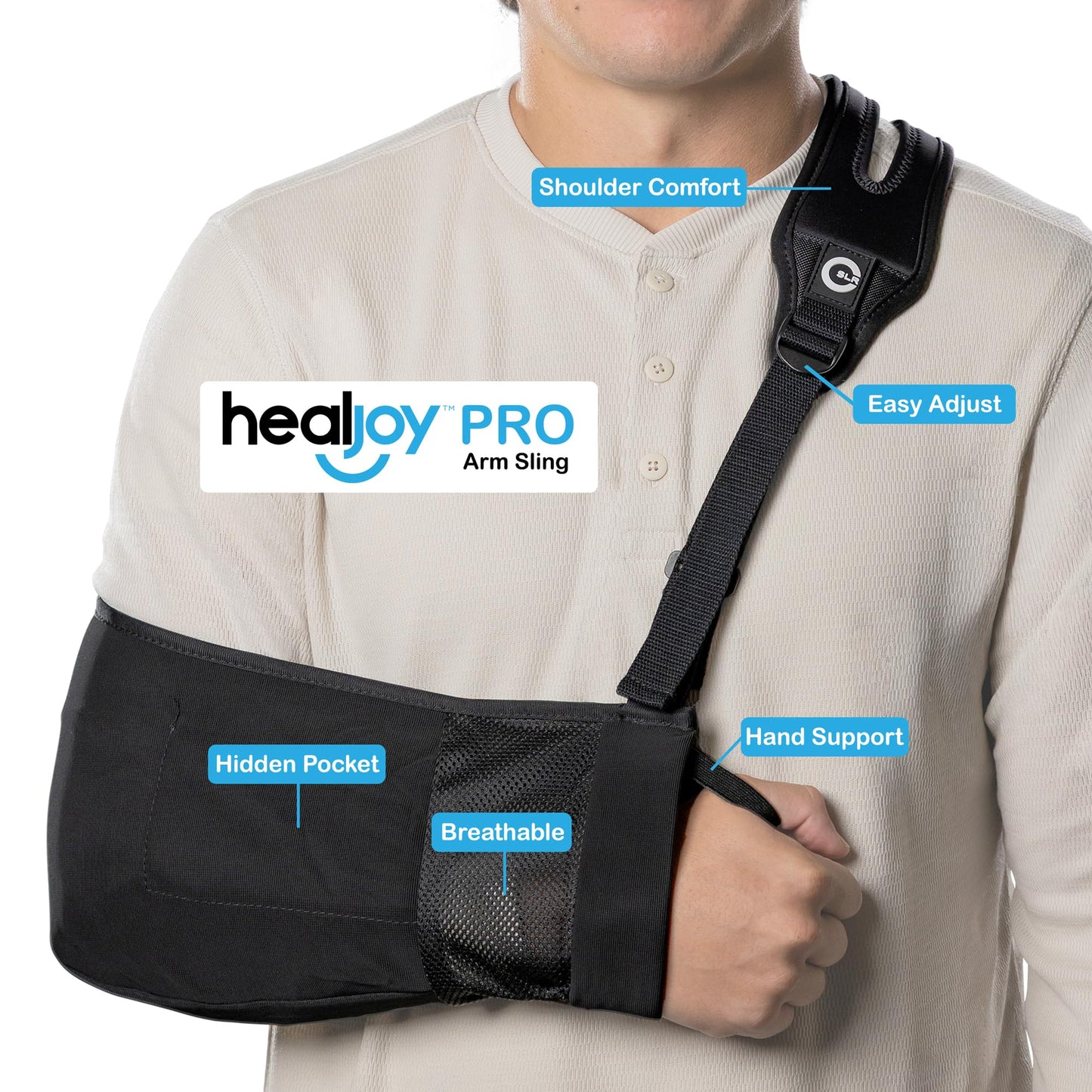 Pro Arm Sling with Split-Strap Support – Ergonomic Shoulder & Arm Brace, Lightweight Breathable Mesh, Adjustable Left or Right, Pain-Relief Comfort for Men & Women