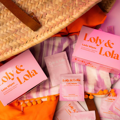 Loly & Lola Lady Wipes – Individually Wrapped Feminine Wipes | Travel Size, Biodegradable | pH Balanced (5–6) | Hypoallergenic, Fragrance Free | For Sensitive Skin, Gym, Period & On-the-Go Freshness