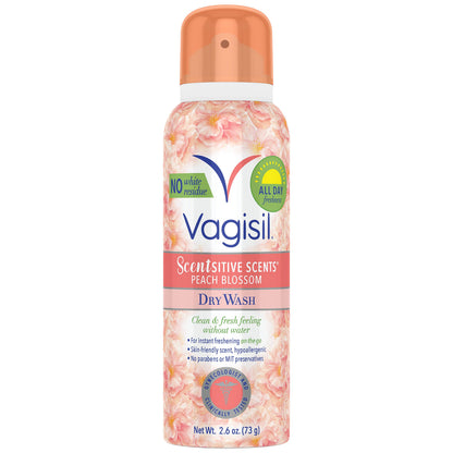 Summer's Eve Blissful Escape Daily Feminine Spray 3 Pack and Vagisil Scentsitive Scents Feminine Dry Wash Spray Peach Blossom 1 Pack