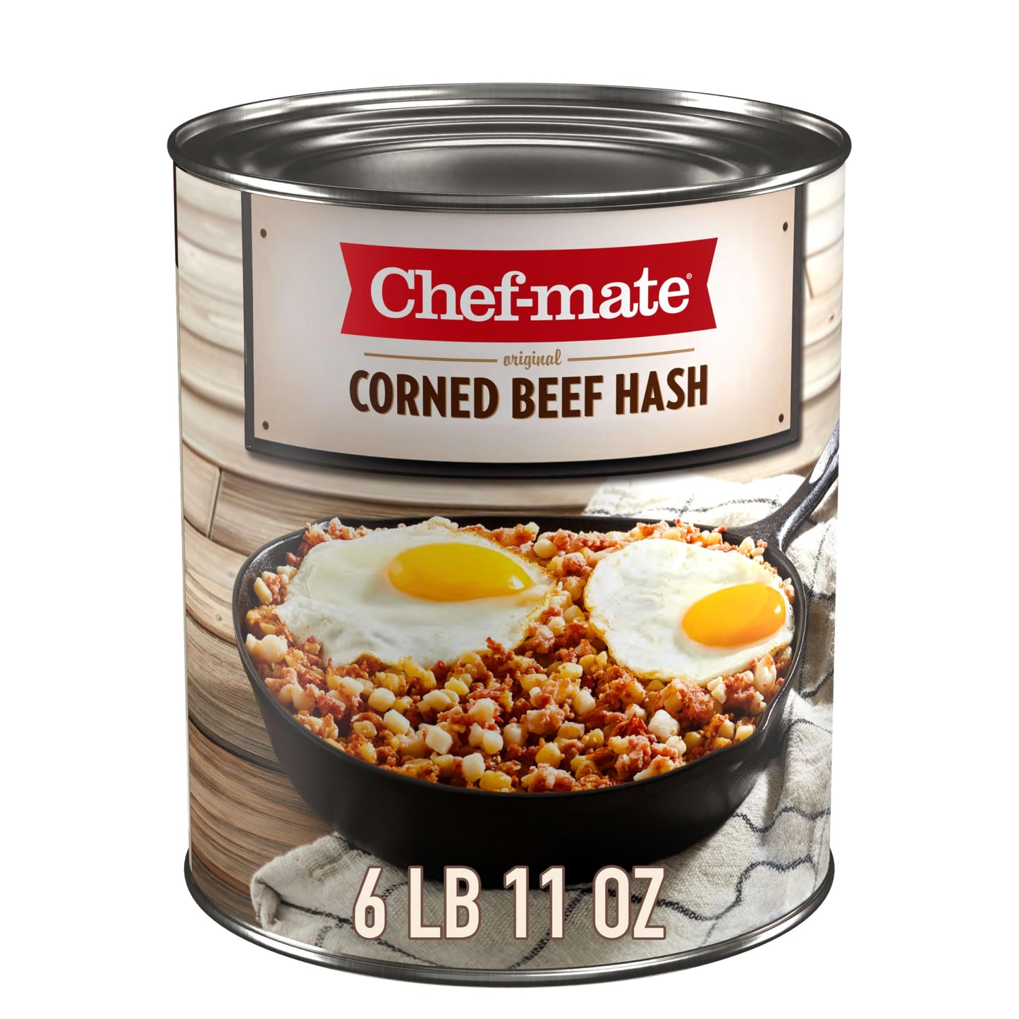 Chef-mate Corned Beef Hash, Canned Food and Canned Meat, 6 lb 11 oz (#10 Can Bulk)