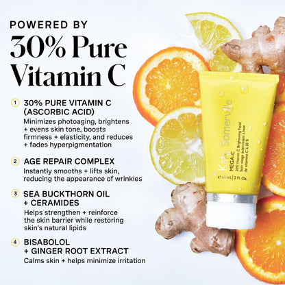 Kate Somerville Mega-C 30% Vitamin C Brightening Facial Mask – Clinic-Grade Treatment to Brighten, Even Skin Tone & Firm, 2 Fl Oz