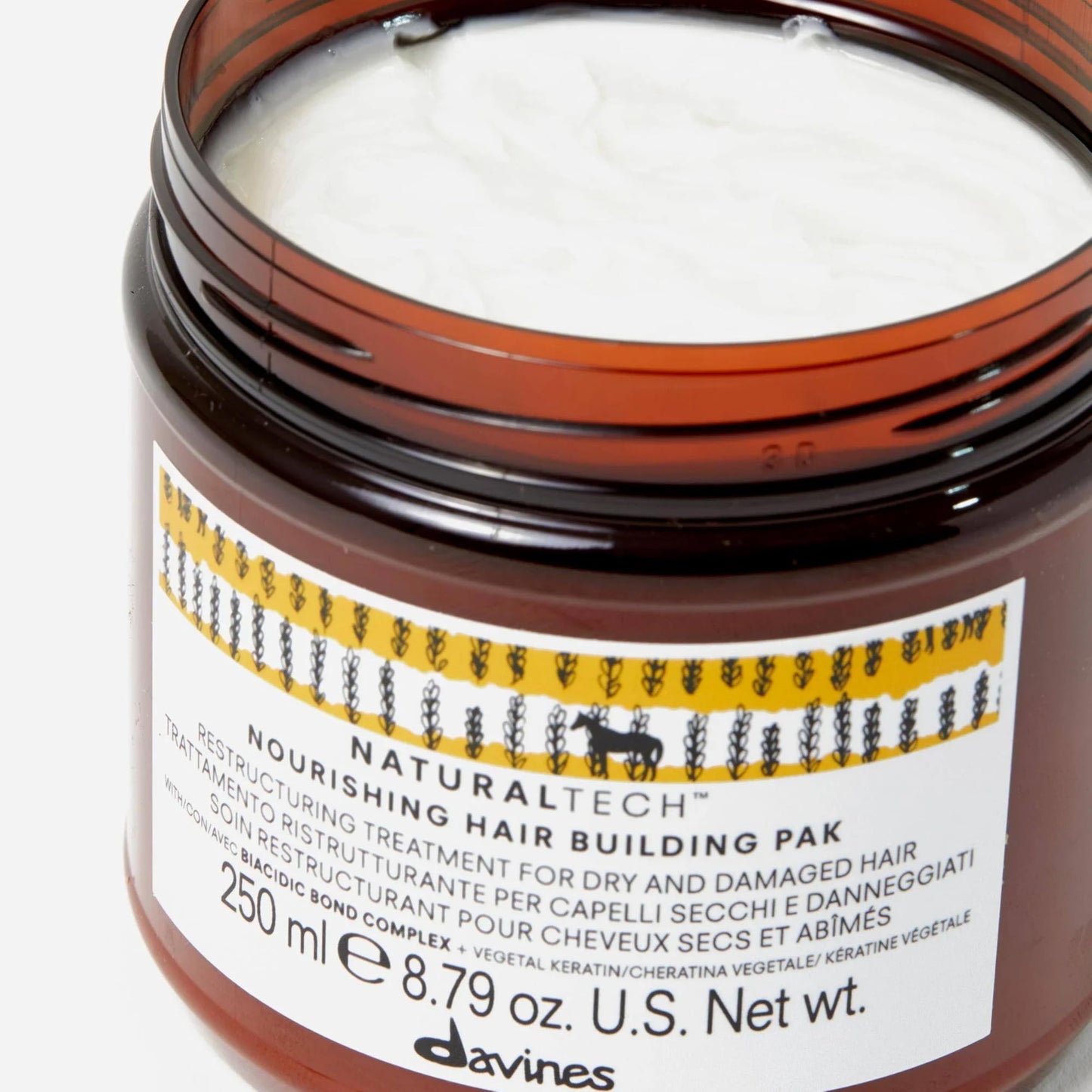 Davines Naturaltech Nourishing Hair Building Pak, Restructuring & Hydrating for Dry & Damaged Hair - With Vegetal Keratin - Deep Repair Mask for Damaged Strands, 8.45 Fl Oz