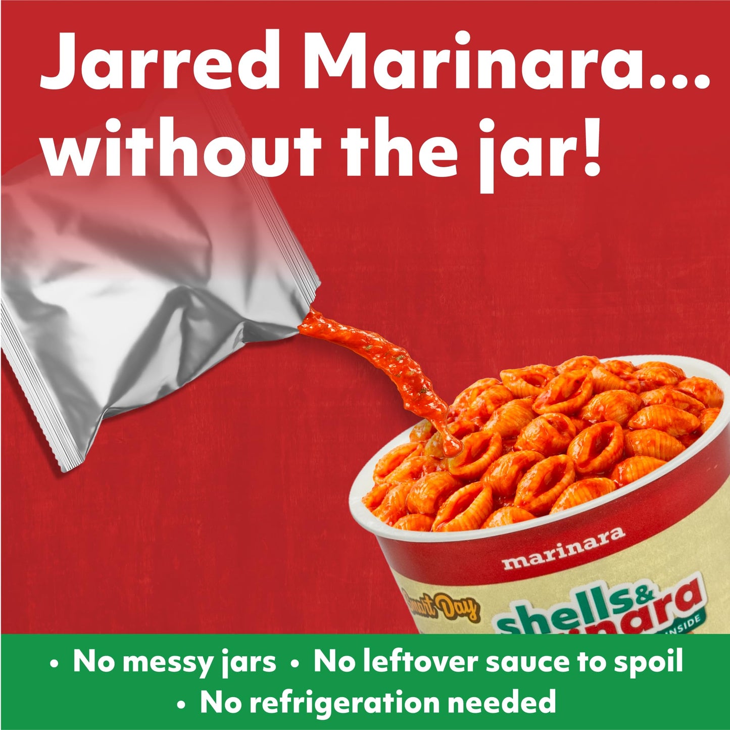 Smart Day Pasta in a Cup, 4-Pack, Quick & Delicious Instant Pasta Meal, Shelf-Stable, Ready in 3.5 Minutes, Sauce Pouch Included in Each Cup. (MARINARA)