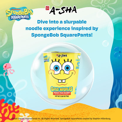 A-Sha & SpongeBob Squarepants Good Noodles (6 Pack) | Ready for Ramen (Mildly Spicy Flavor) | Rich and Creamy Tonkotsu Broth | Better For Your Microwaveable Ramen Soup Mix