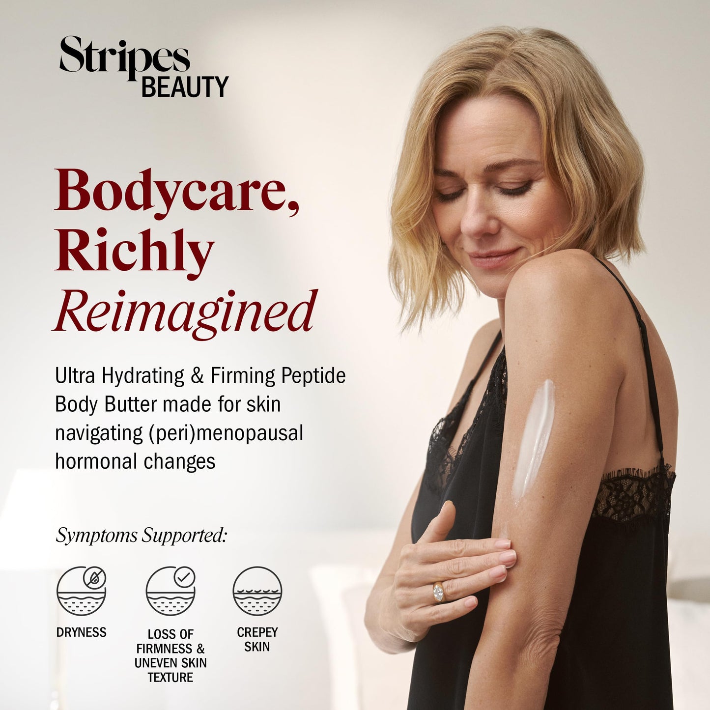 STRIPES Beauty (by Naomi Watts) - Rich & Tight Ultra Hydrating & Firming Peptide Body Butter with Ectoine and Squalane, Improves Skin Firmness, Texture and Tone, 16.48 oz