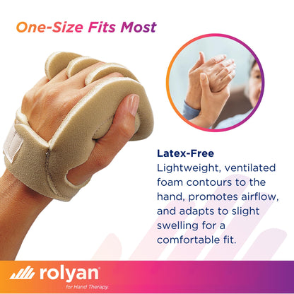 Rolyan Sof-Foam Palm Shield for Right Hand, Finger Separators and Soft Foam Cushion for Hand Contracture Support, Non-Latex Hand Protector for Stroke Recovery, Elderly, or Surgery Aftercare