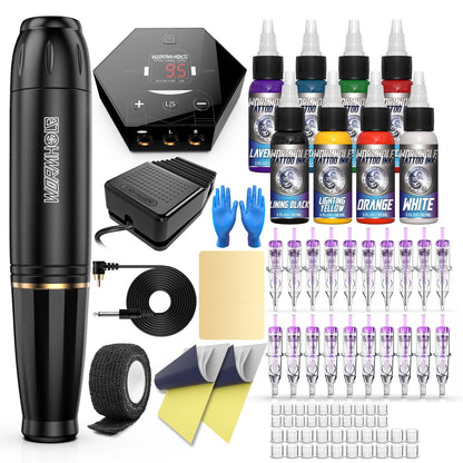 Tattoo Gun Kit Cartridge Tattoo Machine Kit Tattoo Kit Tattoo Pen for Beginners Rotary Tattoo Pen Type Machine Complete Tattoo Supplies WTK070