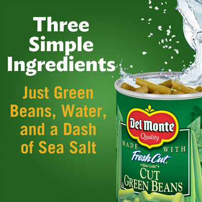DEL MONTE BLUE LAKE Cut Green Beans, Canned Vegetables, 12 Pack, 8 oz Can