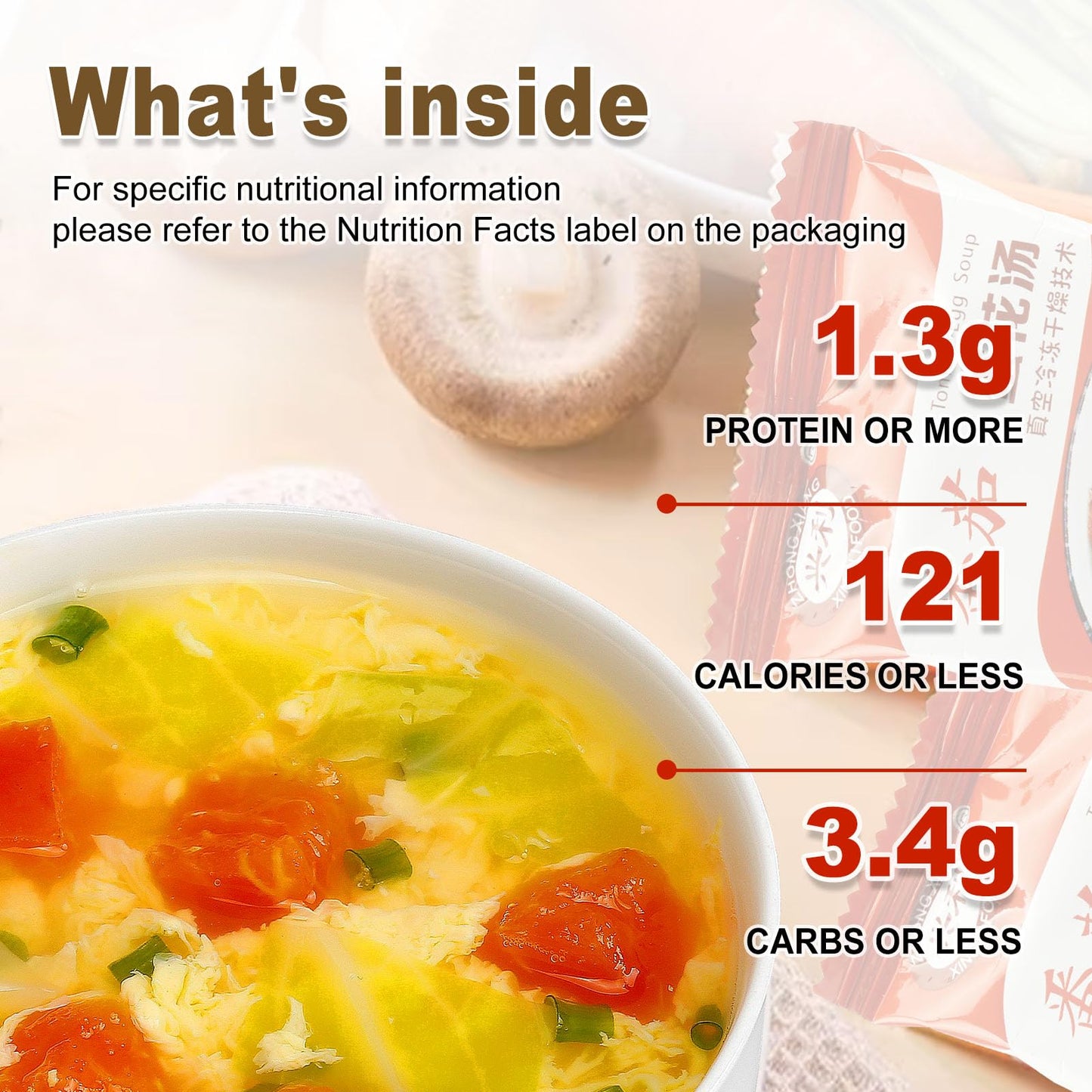 Egg Flower Soup Mix, Vegetable Mix Soup with 4 Flavors (Laver, Spinach, Mushroom, Tomato), 0.3 Ounce (8 Pack)