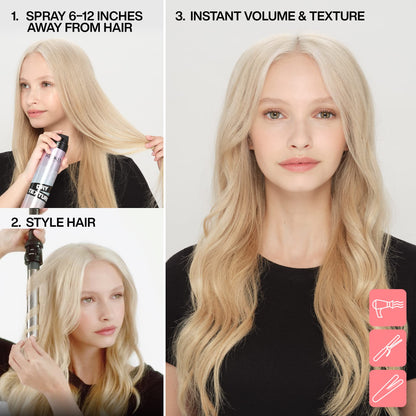 Redken Dry Texture Hairspray For All Hair Types - Lightweight Volumizing Spray, Airy and Beachy Texture, Medium Hold