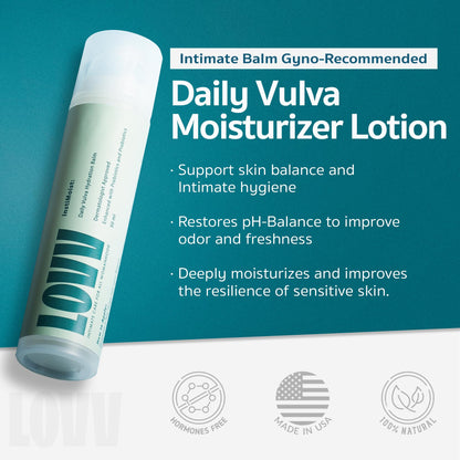 LOVV Instimoist Vulva |2 Oz| Moisturizer Lotion Fast Absorbing with Hyaluronic Acid Prebiotics and Probiotics for Daily Feminine Care Soothes Dryness and Restores Balance to Sensitive Intimate Skin