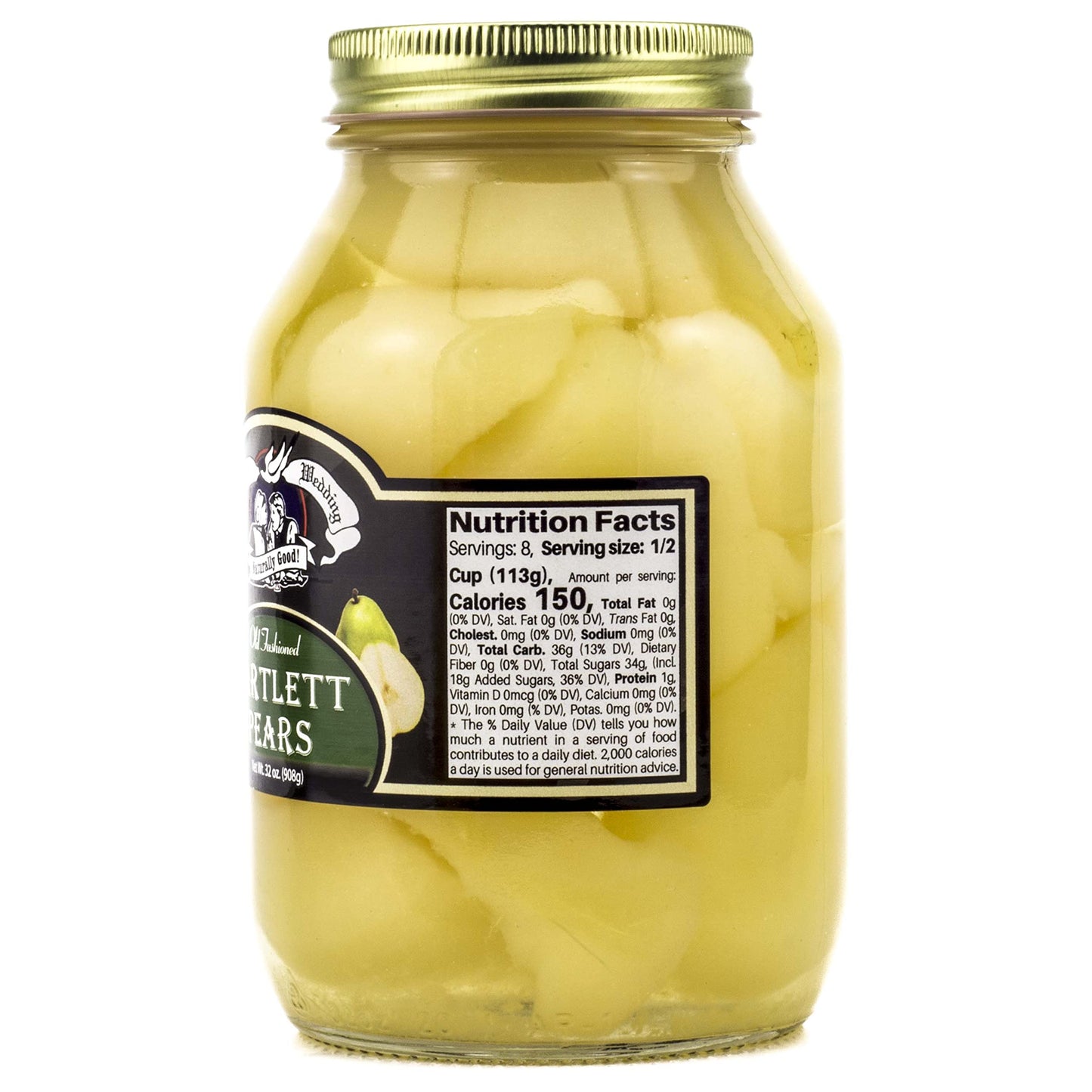 Amish Wedding Old Fashioned Bartlett Pear Halves, 32 oz. Jars (2 Jars)