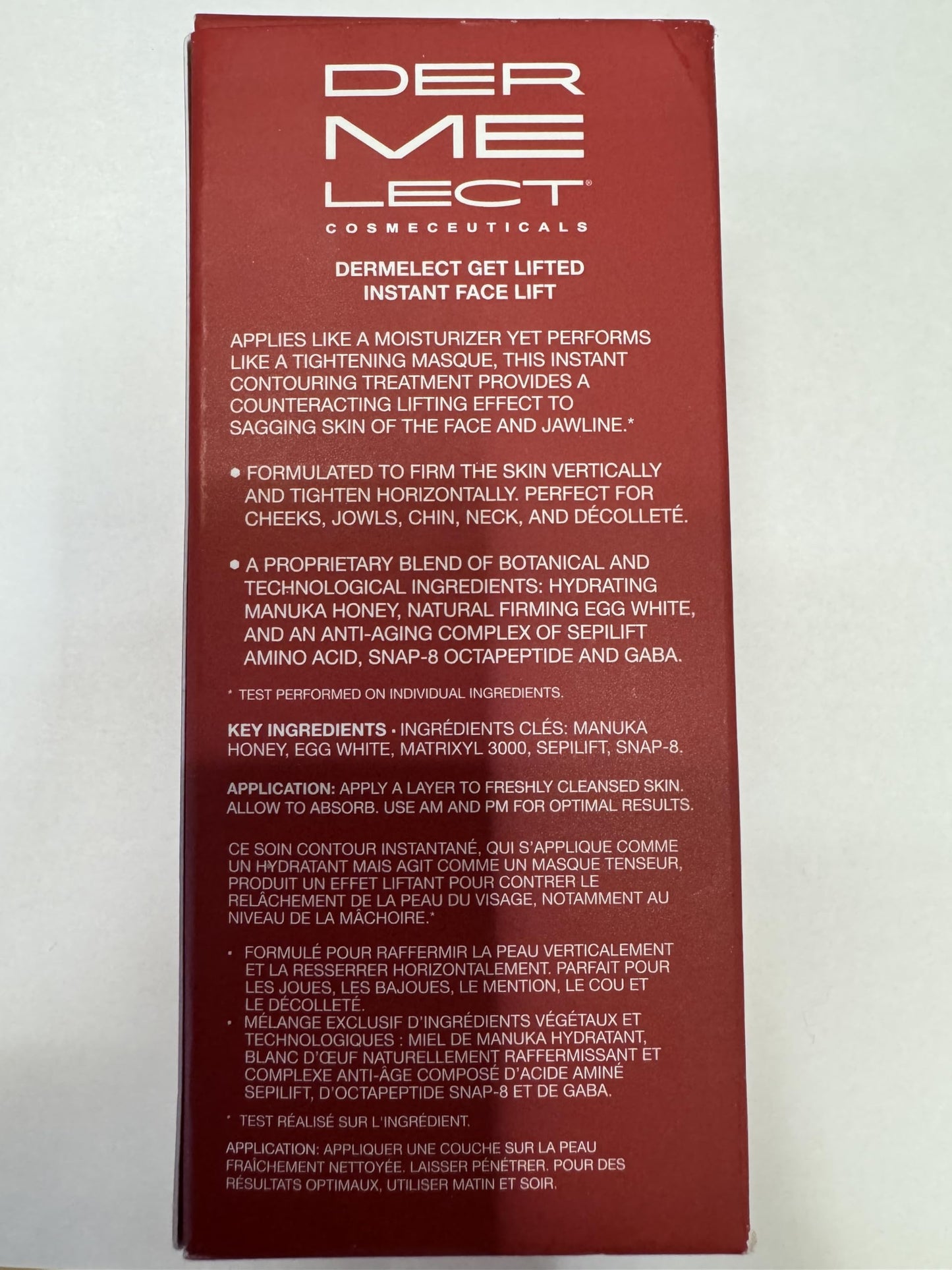 Dermelect Get Lifted Instant Face Lift for Face & Neck Anti Aging Cream with Manuka Honey, Egg White Tightening Hydrating Firming Treatment for Sagging Jawline, Loose Skin, Lines Wrinkles 1 oz