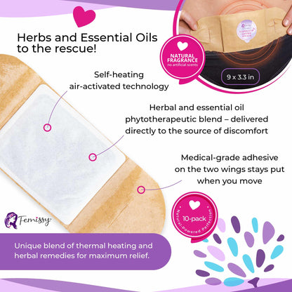 Heat Patches for Menstrual Cramps Based on Flow Strength, 10 Stick On Period Patches for Weak & Normal Flow + Vulva Balm (2 pcs Bundle: 2 + 0.5 oz); Vulva Cream; Intimate Vulva Moisturizer for Women