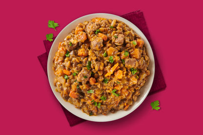 Miss Olive’s Lentil & Beef with Vegetables Ready Meal, Lower Sodium, Shelf Stable Heat & Eat Entrée in Hearty Sauce, 7 oz (Pack of 3)